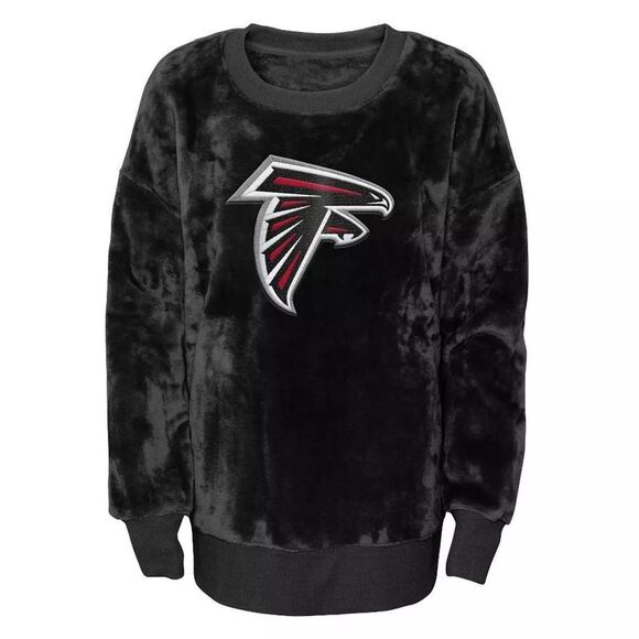 NFL Atlanta Falcons Girl's Minky Fleece Crew Neck Sweatshirt Black, Medium (7/9) - Picture 3 of 5